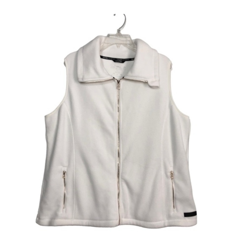 Calvin Klein Performance Full Zipper / Zipper Pockets Off White Fleece Vest 2X